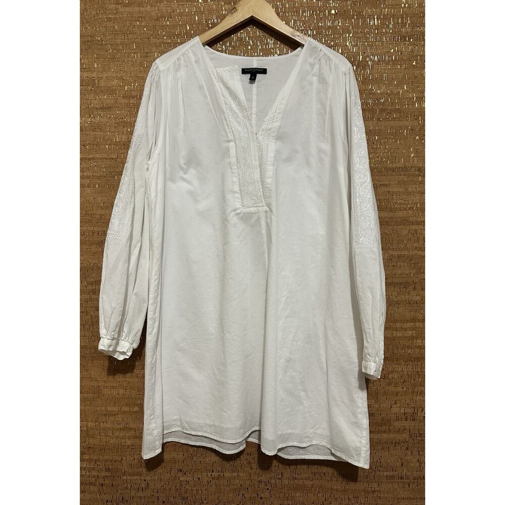 Banana Republic Embroidered A-Line White Dress XL